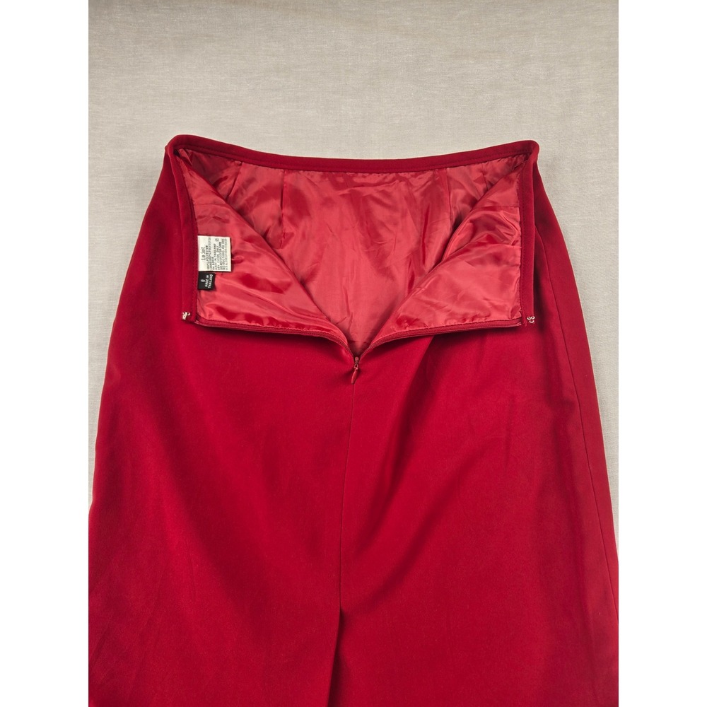 Le Suit Womens Red Polyester Lined Pencil Skirt Size 8 Solid Professional Skirt - Picture 6 of 7